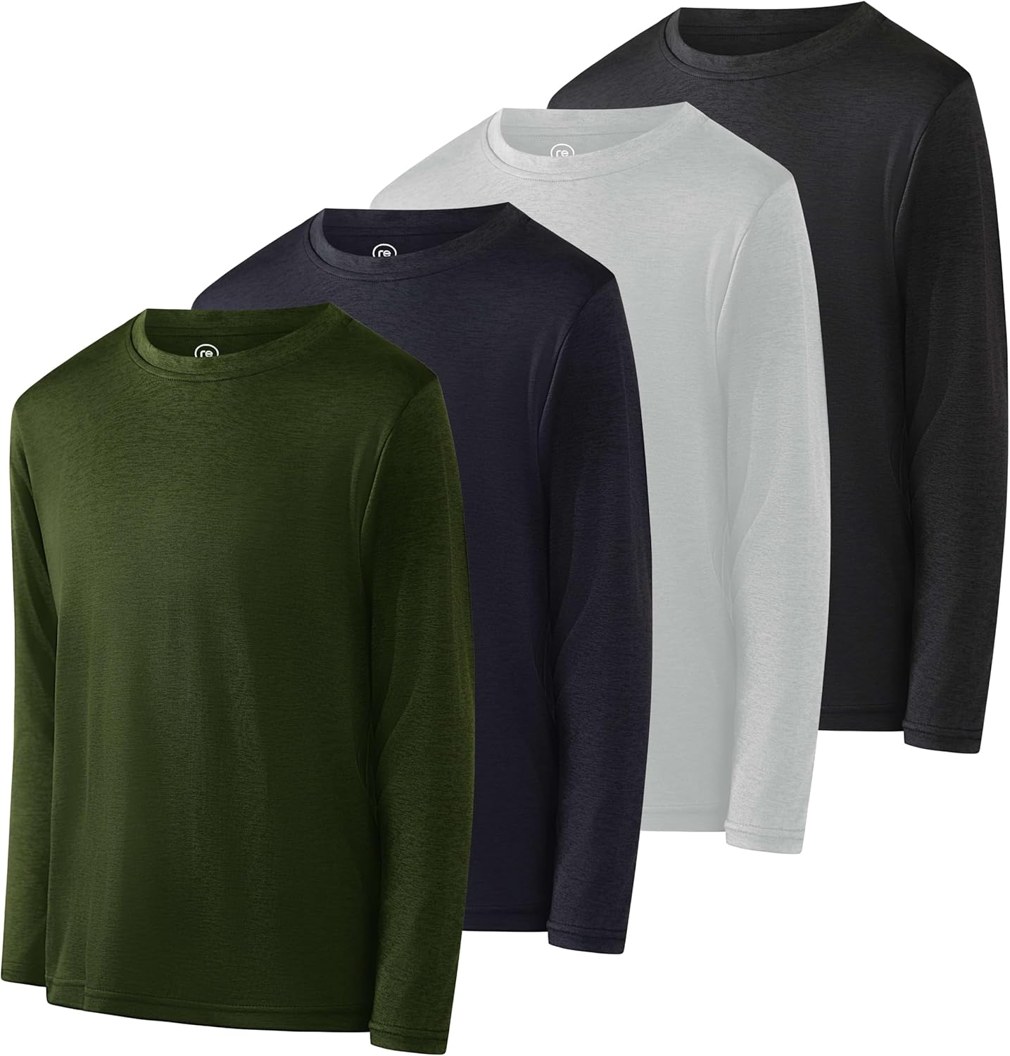 Boys Youth Dry-Fit Long-Sleeve T-Shirt 4 Pack for Active Wear