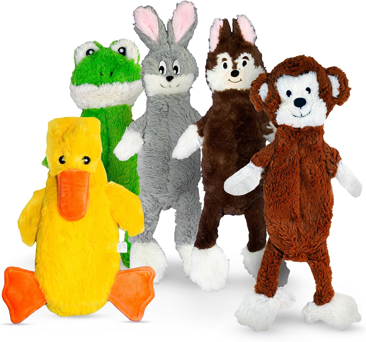 Pack of 5 Flat Plush Dog Toys for Small and Medium Dogs