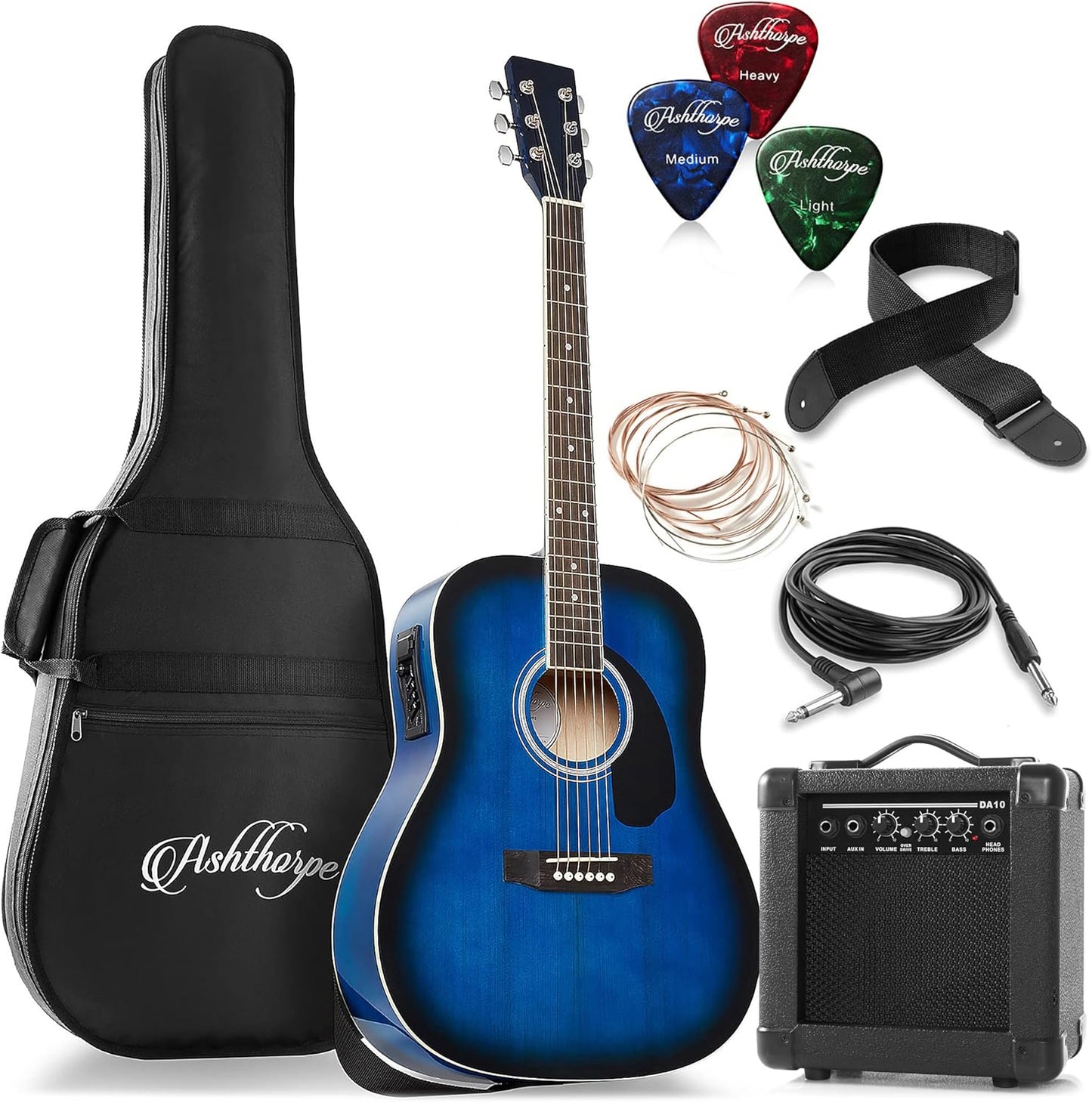 Full-Size Dreadnought Acoustic Electric Guitar Package - Blue