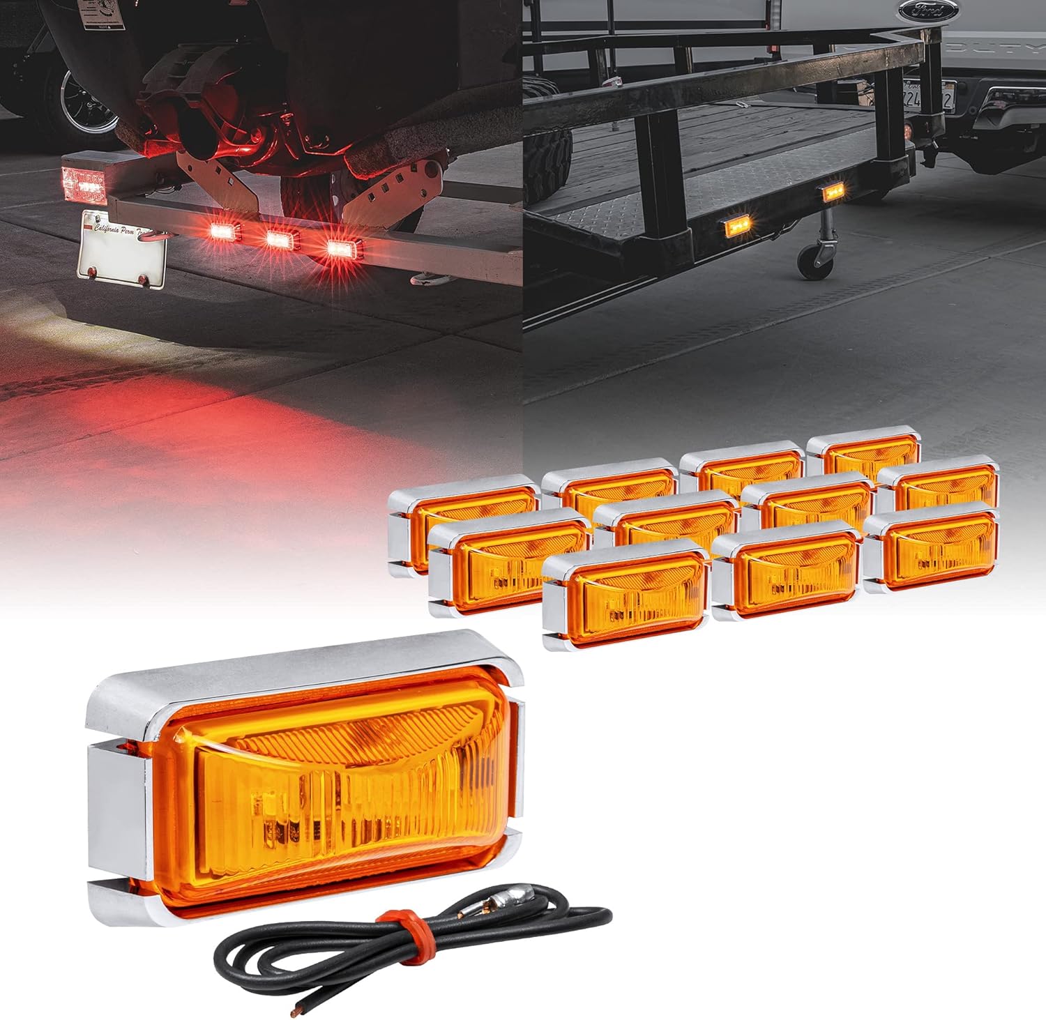 TRUE MODS 12pc Amber LED Trailer Marker Light for Safety
