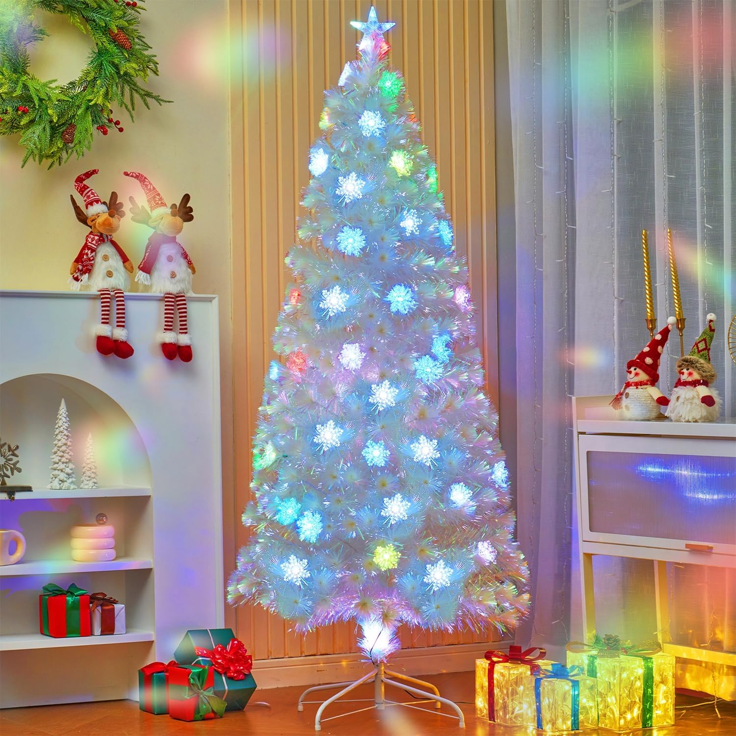 6ft Pre-Lit Artificial Christmas Tree with Color Changing Lights
