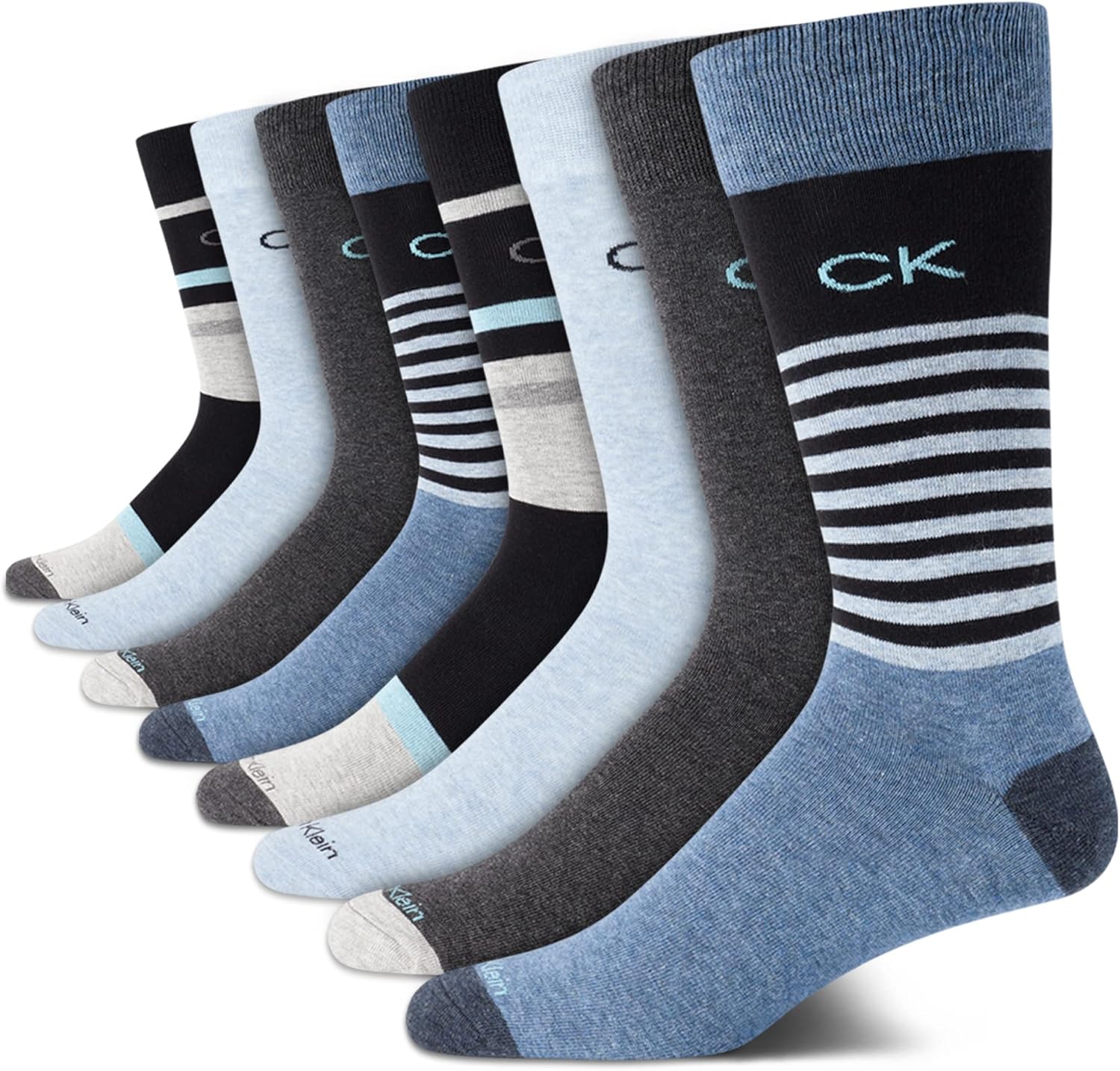 Calvin Klein Men's Dress Socks - 8 Pack Breathable Cotton Blend