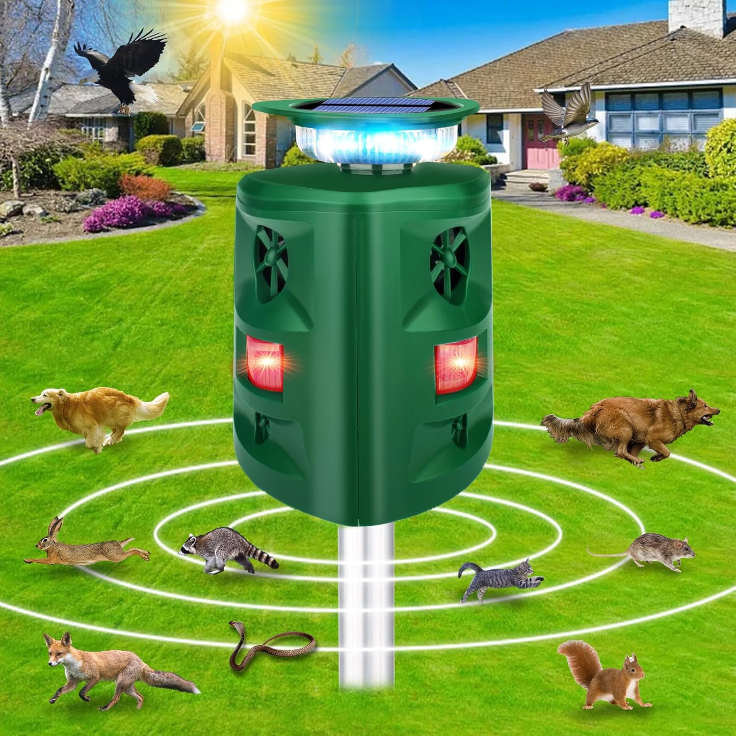 360 Ultrasonic Animal Repeller for Effective Outdoor Protection