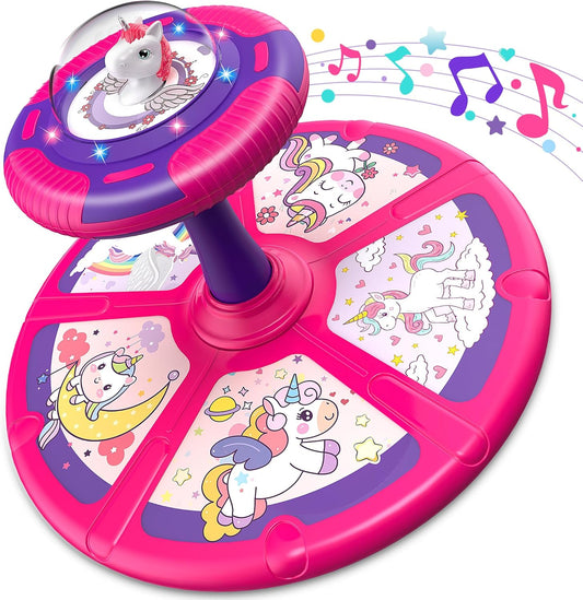 Unicorn Sit and Spin Toy for Toddlers with Music and Lights