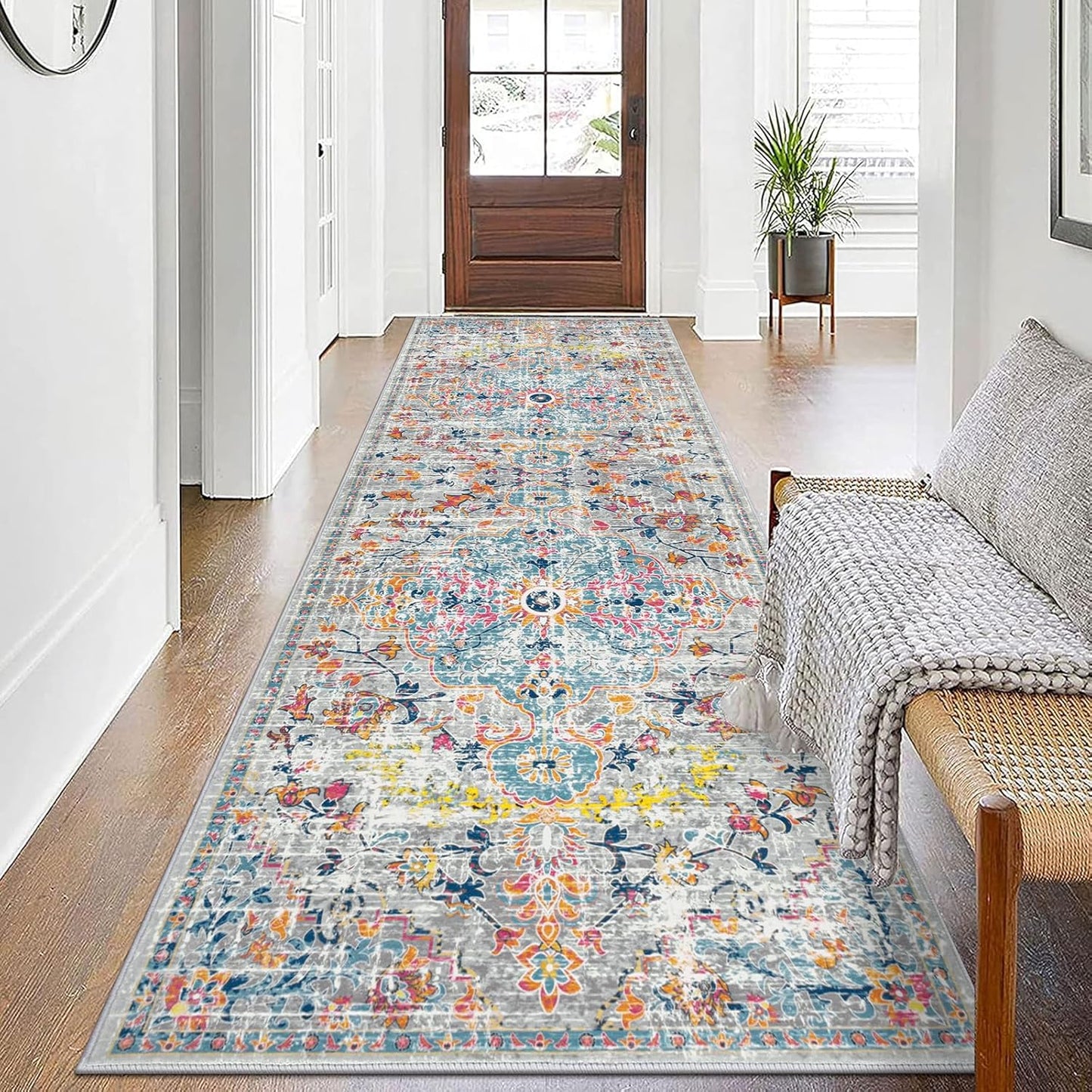 Pauwer Boho Hallway Runner Rug 3x10 Washable Non Slip Vintage
