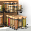 2-Tier Spice Rack Pull Out Organizer for Cabinet - Adjustable, Heavy