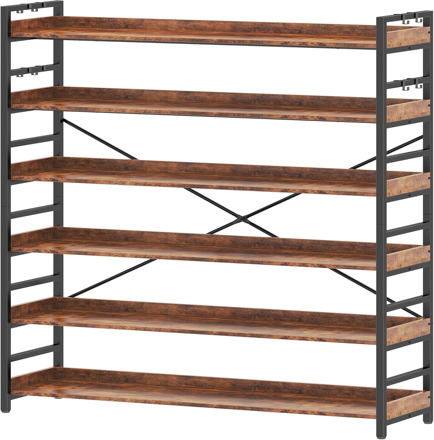 HCHQHS 6 Tier Bookshelf: Adjustable Industrial Bookcase Design