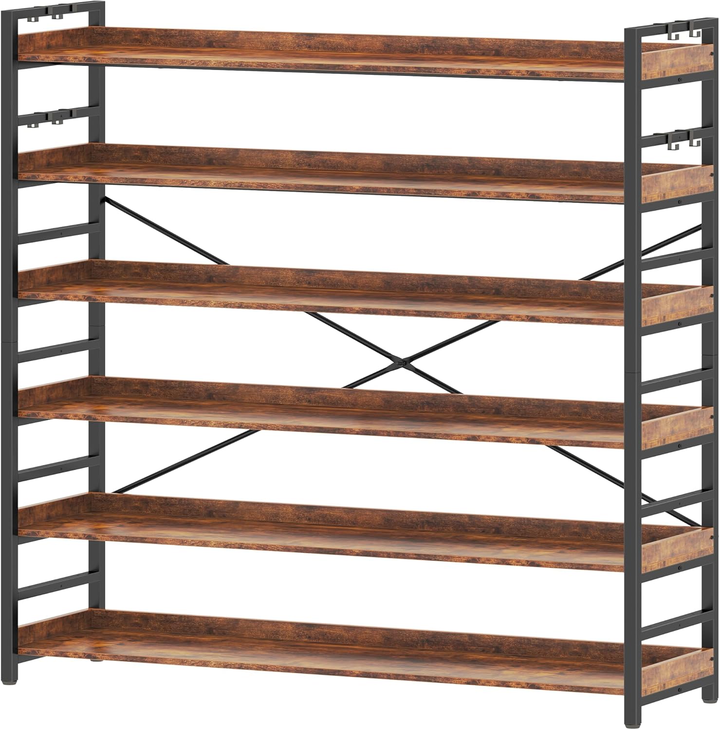 HCHQHS 6 Tier Bookshelf: Adjustable Industrial Bookcase Design