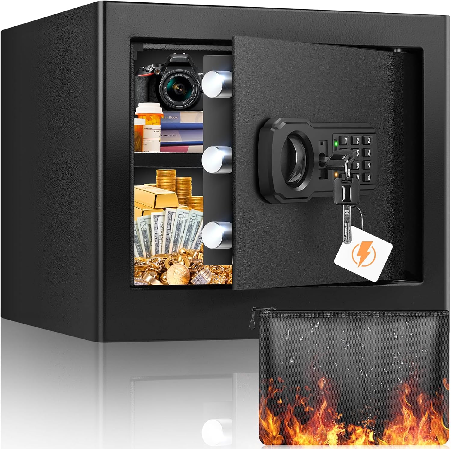 1.2 Cu ft Fireproof Safe Box for Home Use with Digital Lock