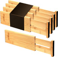 Utoplike Bamboo Dresser Drawer Dividers 4in High - Adjustable Spring