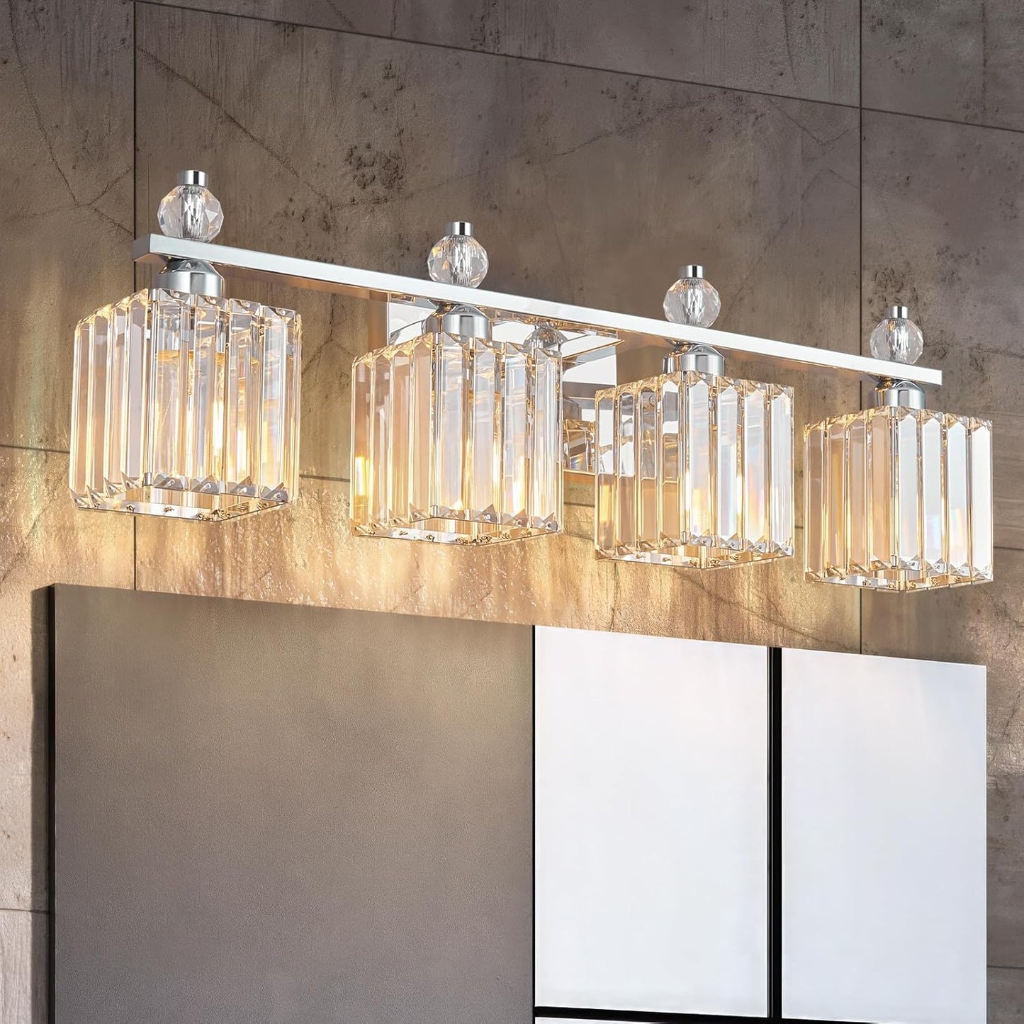 Modern Crystal Vanity Light Fixtures for Elegant Bathrooms