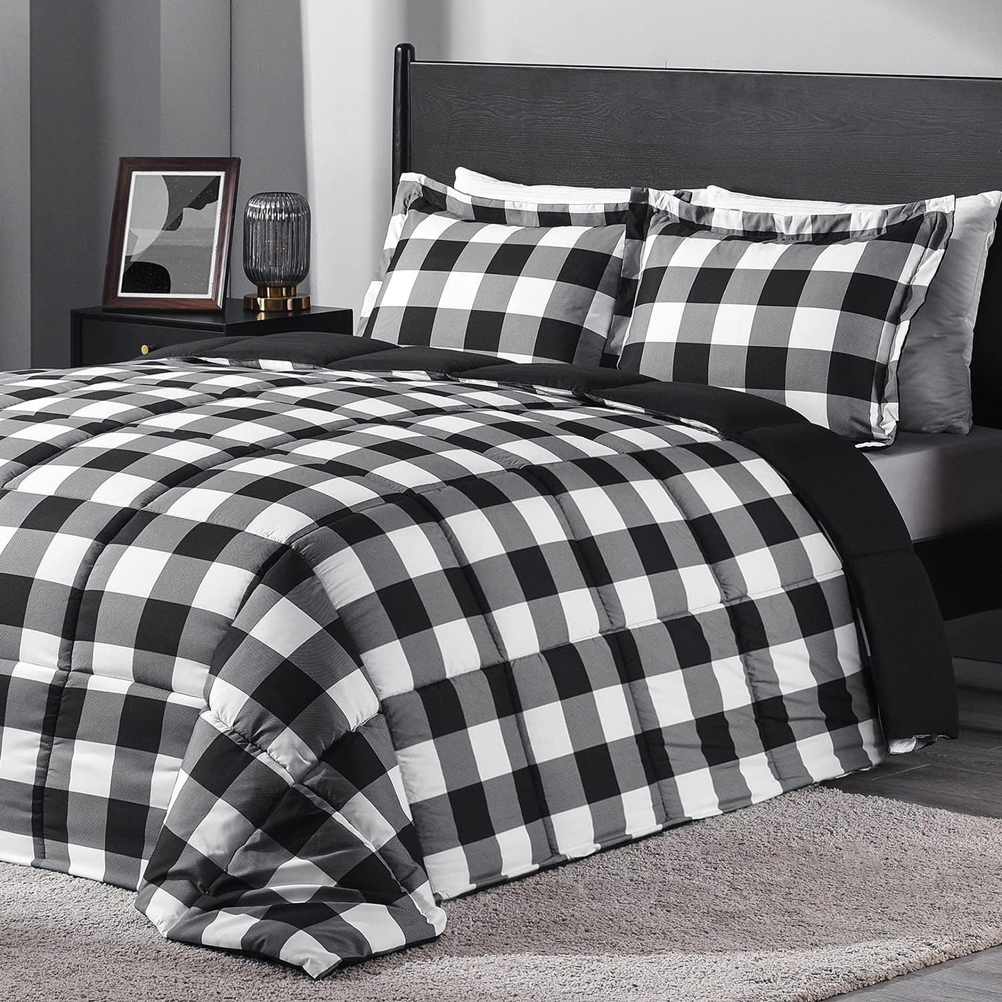 Downluxe Lightweight Plaid Comforter Set for Queen Beds