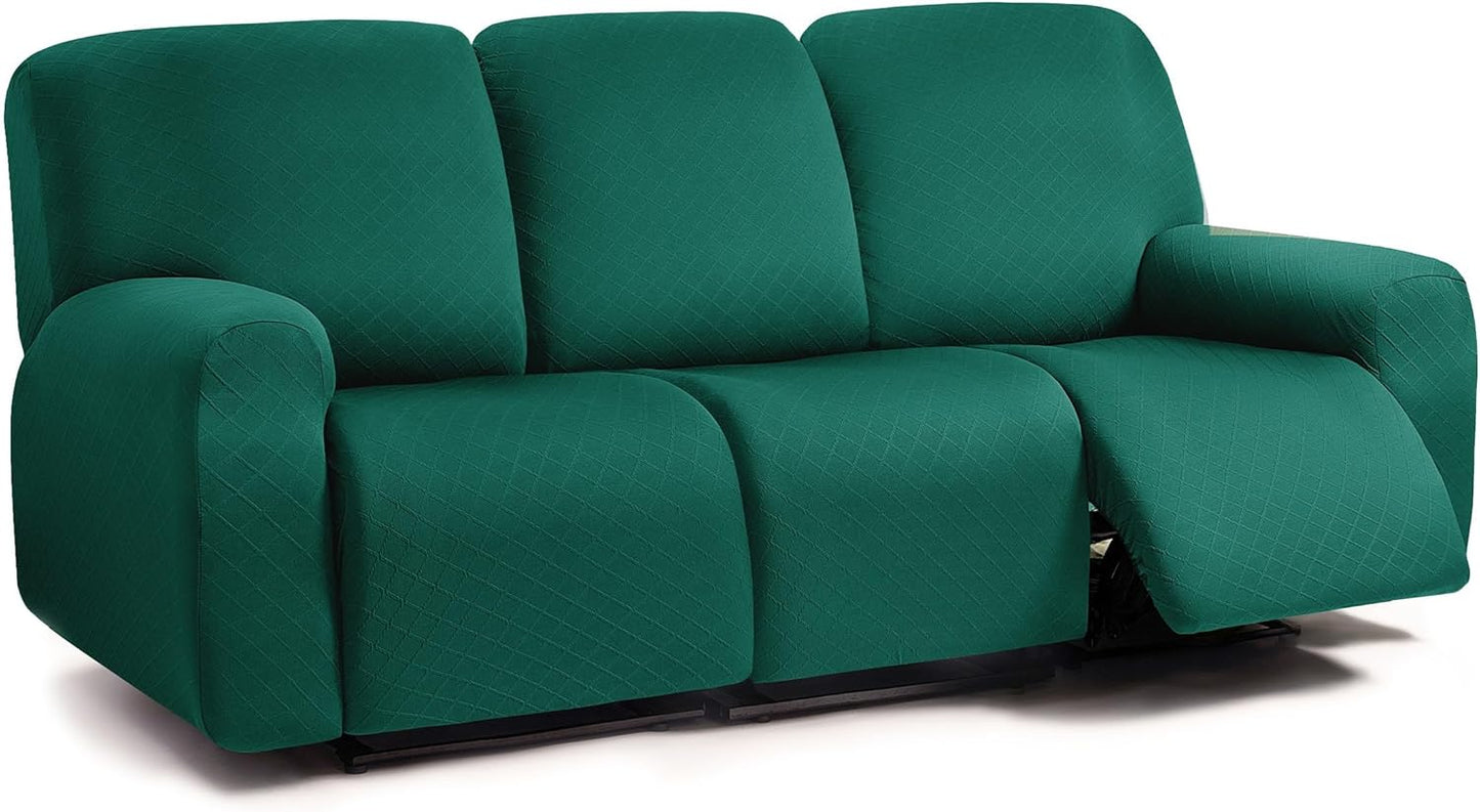 ULTICOR Squared Jacquard Design 8-Piece Recliner Sofa Covers