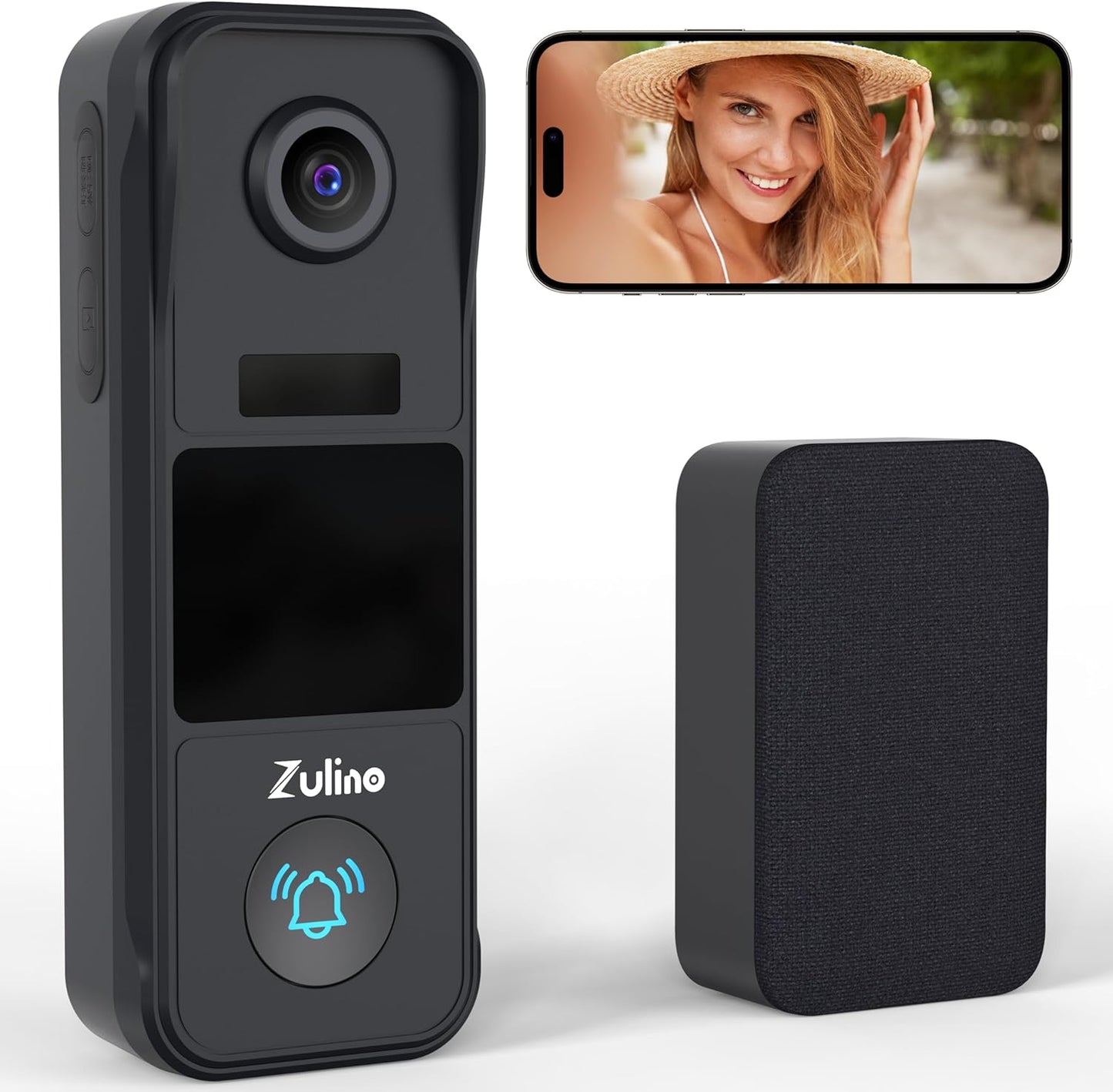 Zulino Doorbell Camera: 2K Video, AI Motion Detection