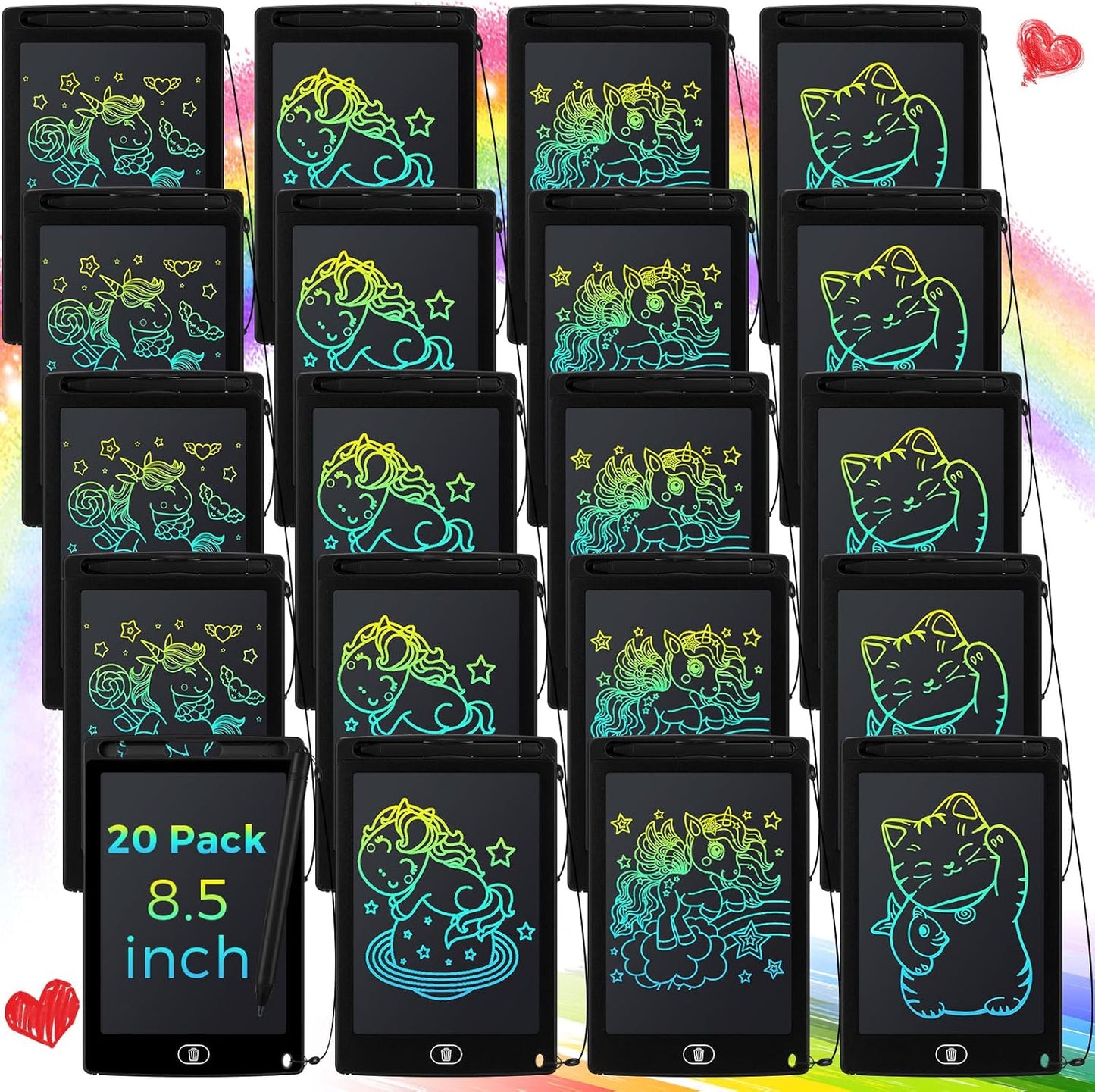 20 Pack LCD Writing Board for Kids - 8.5 Inch Doodle Pads