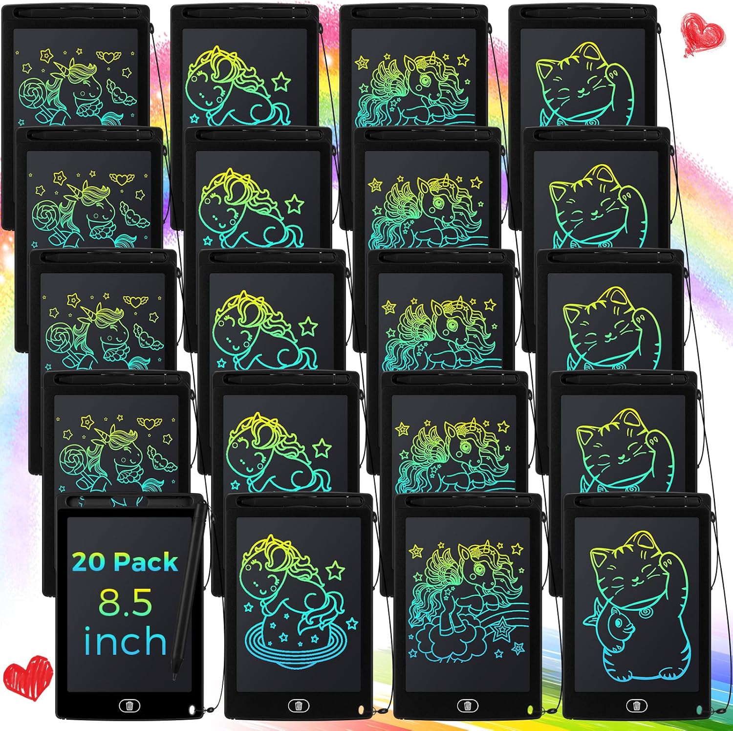 20 Pack LCD Writing Board for Kids - 8.5 Inch Doodle Pads