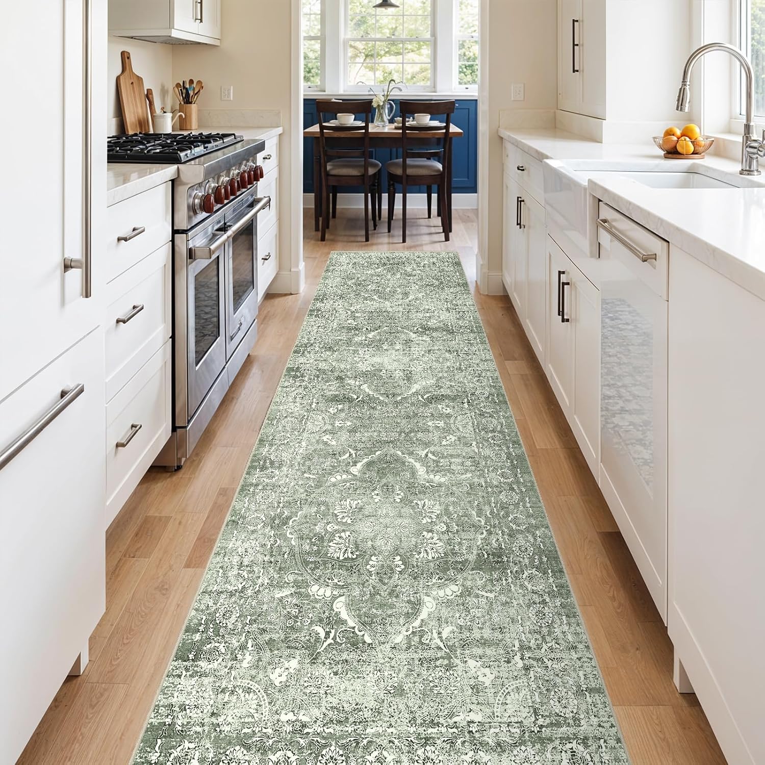 Vintage 2ft 6inx12ft Washable Hallway Runner Rug for Home Decor