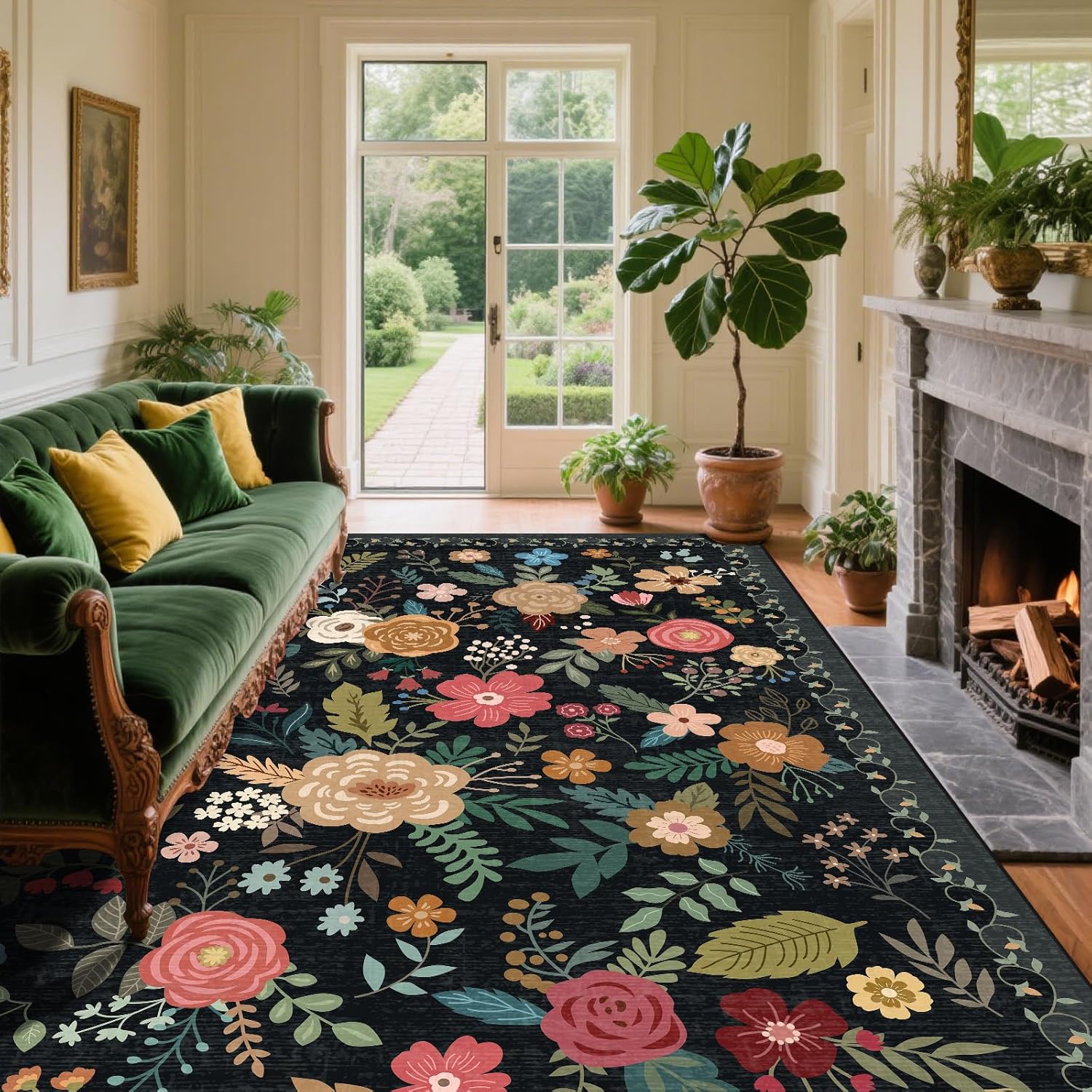 6x9 Area Rug, Floral Design for Living Room and Bedroom