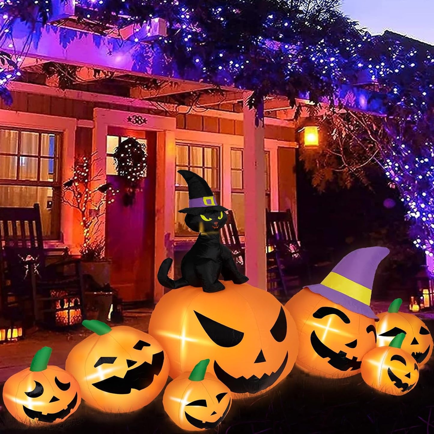 8FT Long Halloween Inflatables Pumpkin Decorations for Yard