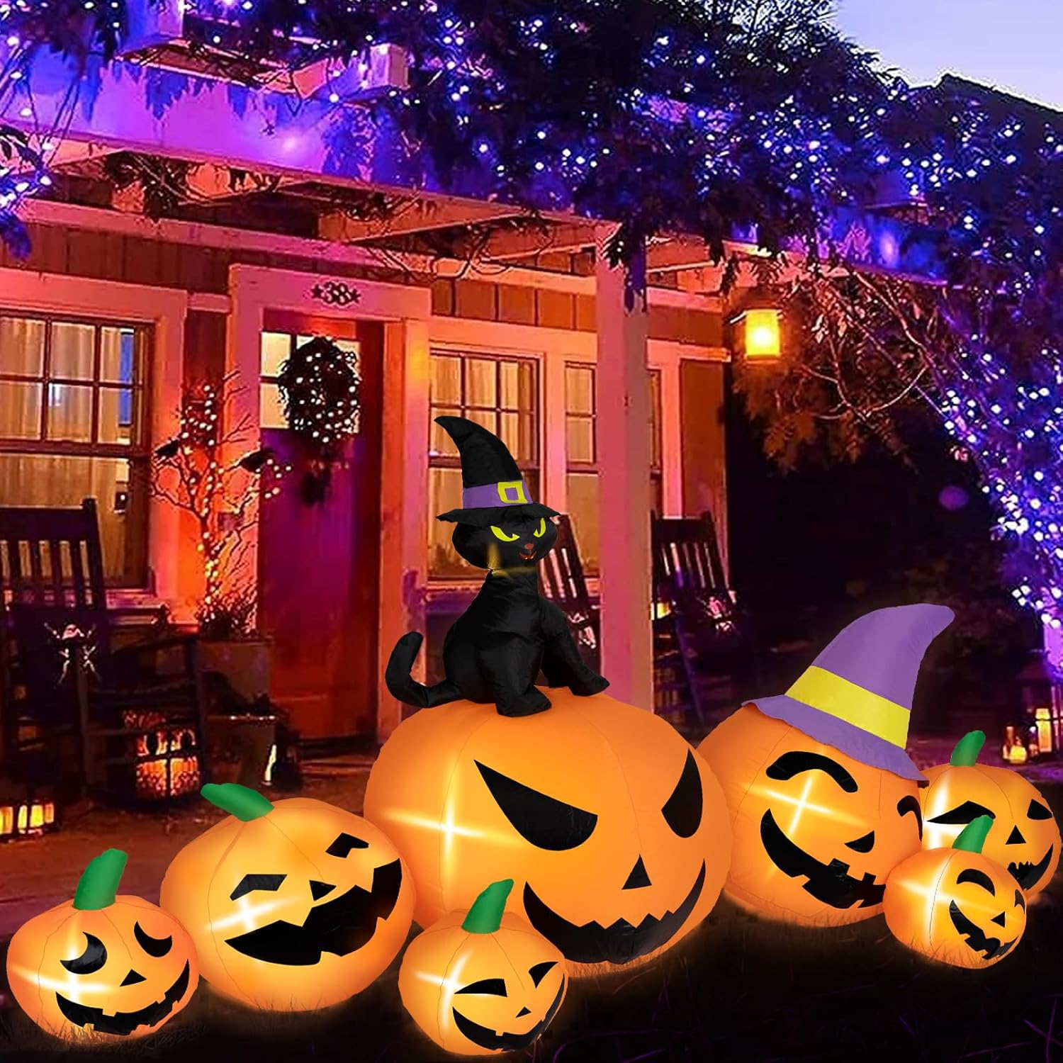 8FT Long Halloween Inflatables Pumpkin Decorations for Yard