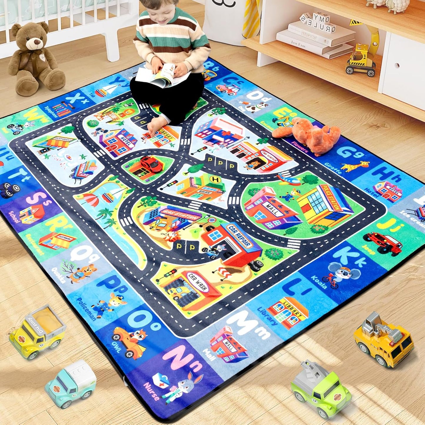 ABC Rug Toddler Play Mat 4x6 Feet Extra Thick Washable Carpet