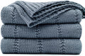 RECYCO Cable Knit Dusty Blue Throw Blanket for Cozy Comfort