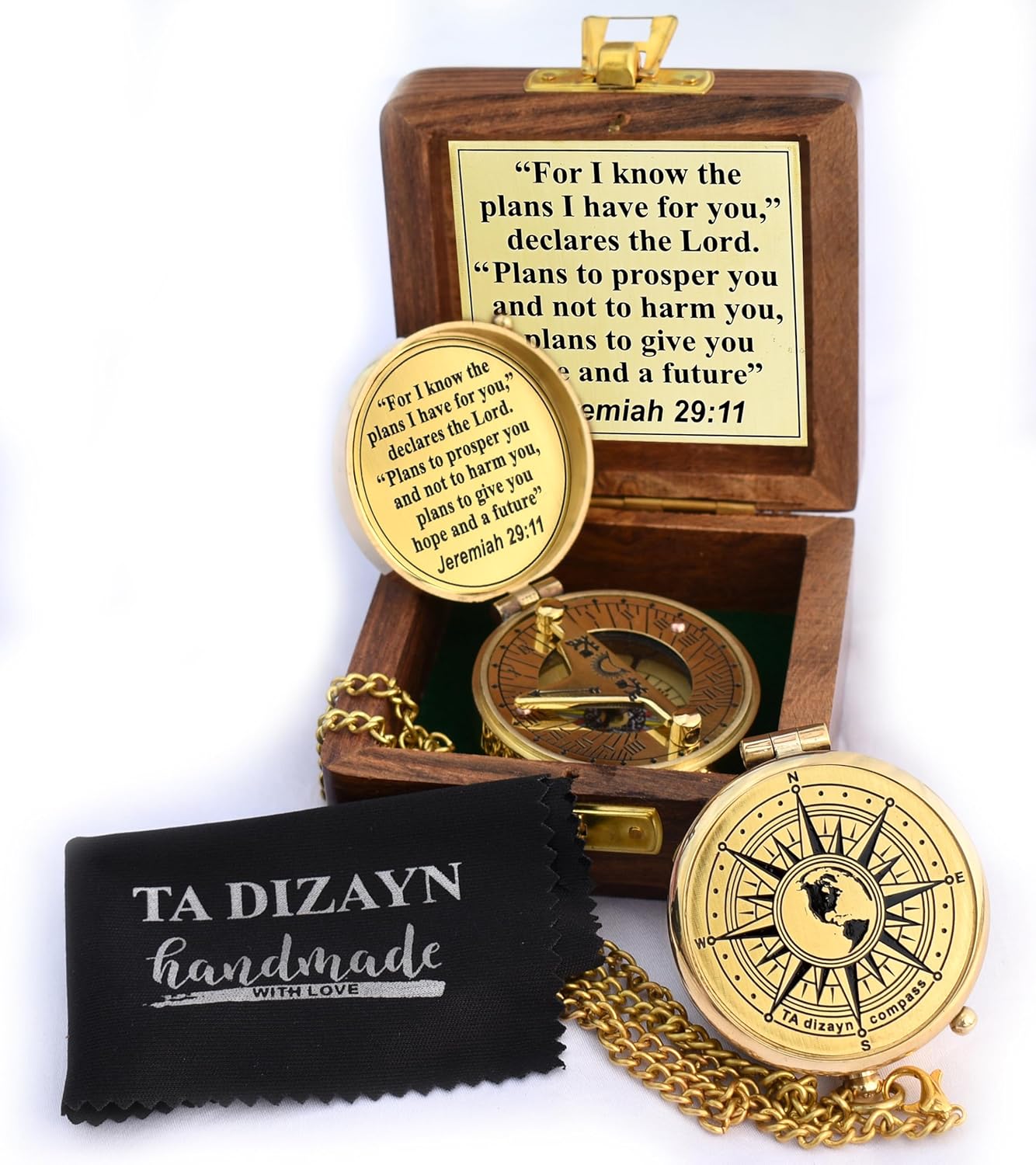 Solid Brass Directional Engraved Compass for Special Occasions