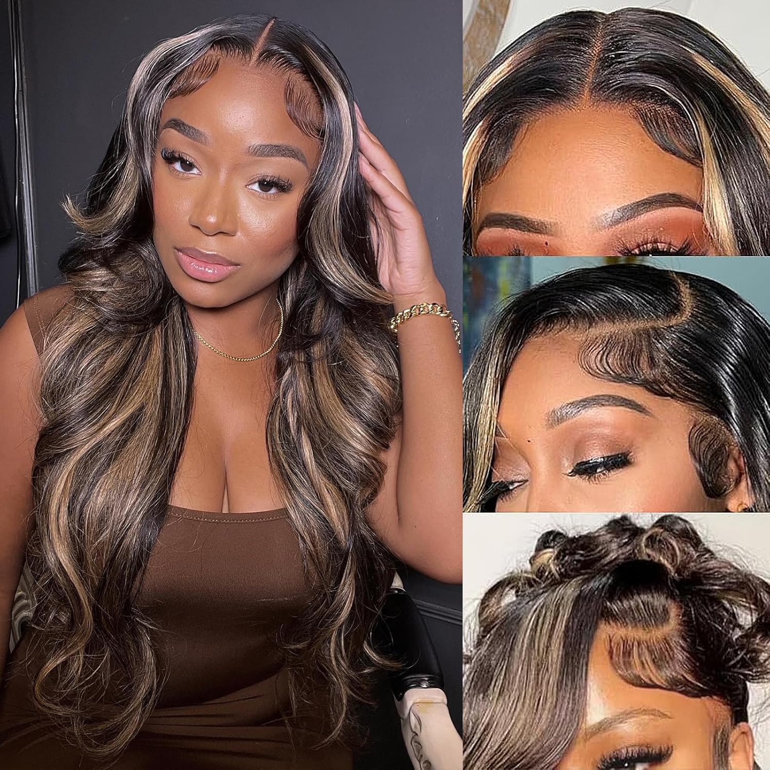 30 Inch 1B/27 Highlight Ombre Body Wave Lace Front Wigs