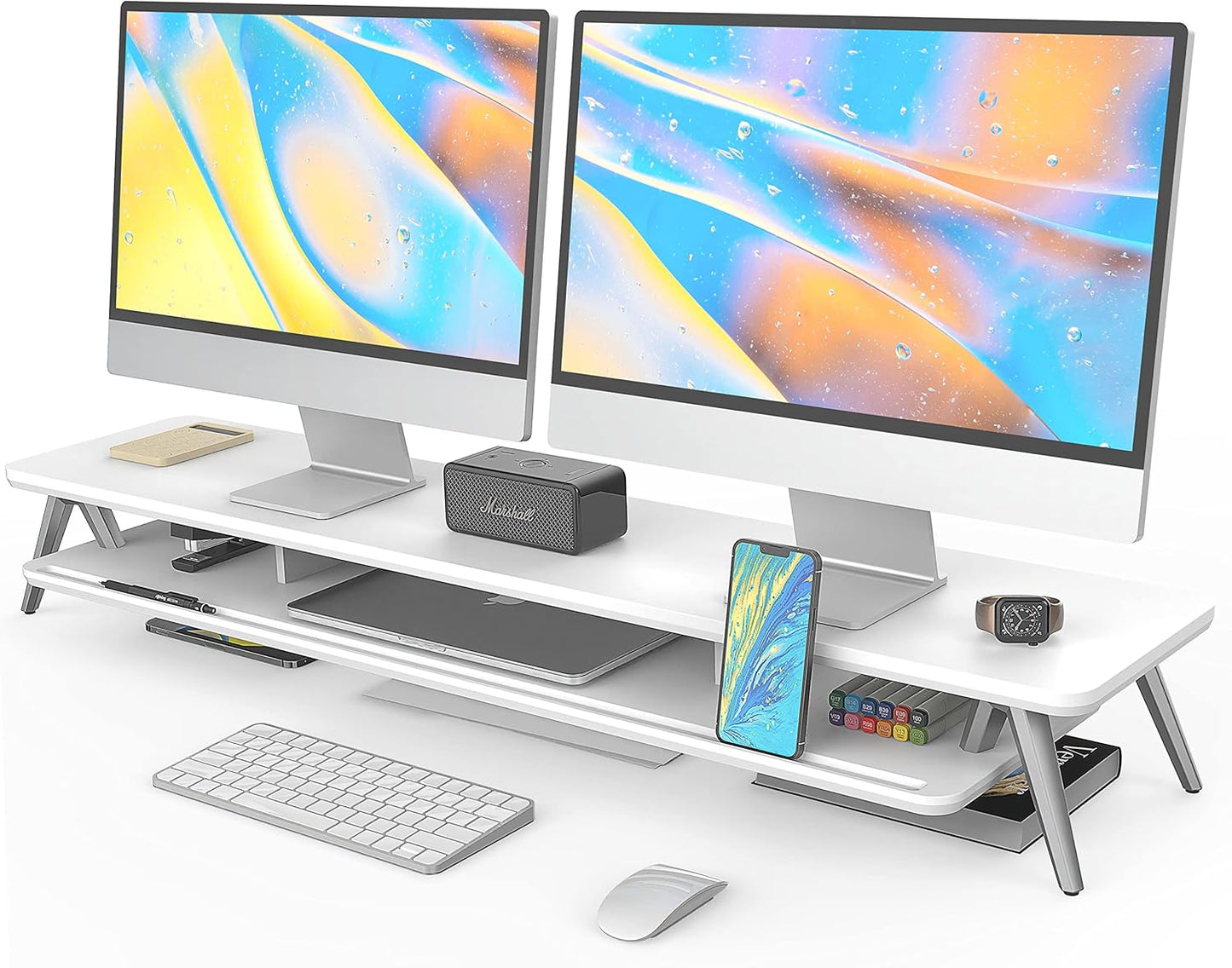 Fenge Dual Monitor Stand for 2 Monitors with Storage Organizer