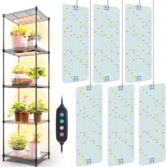6Pack Panel Grow Lights for Indoor Plants with Timer Feature