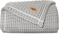 UGG Luna Knit Cotton Throw Blanket 50in x 70in - Soft Stone Grey