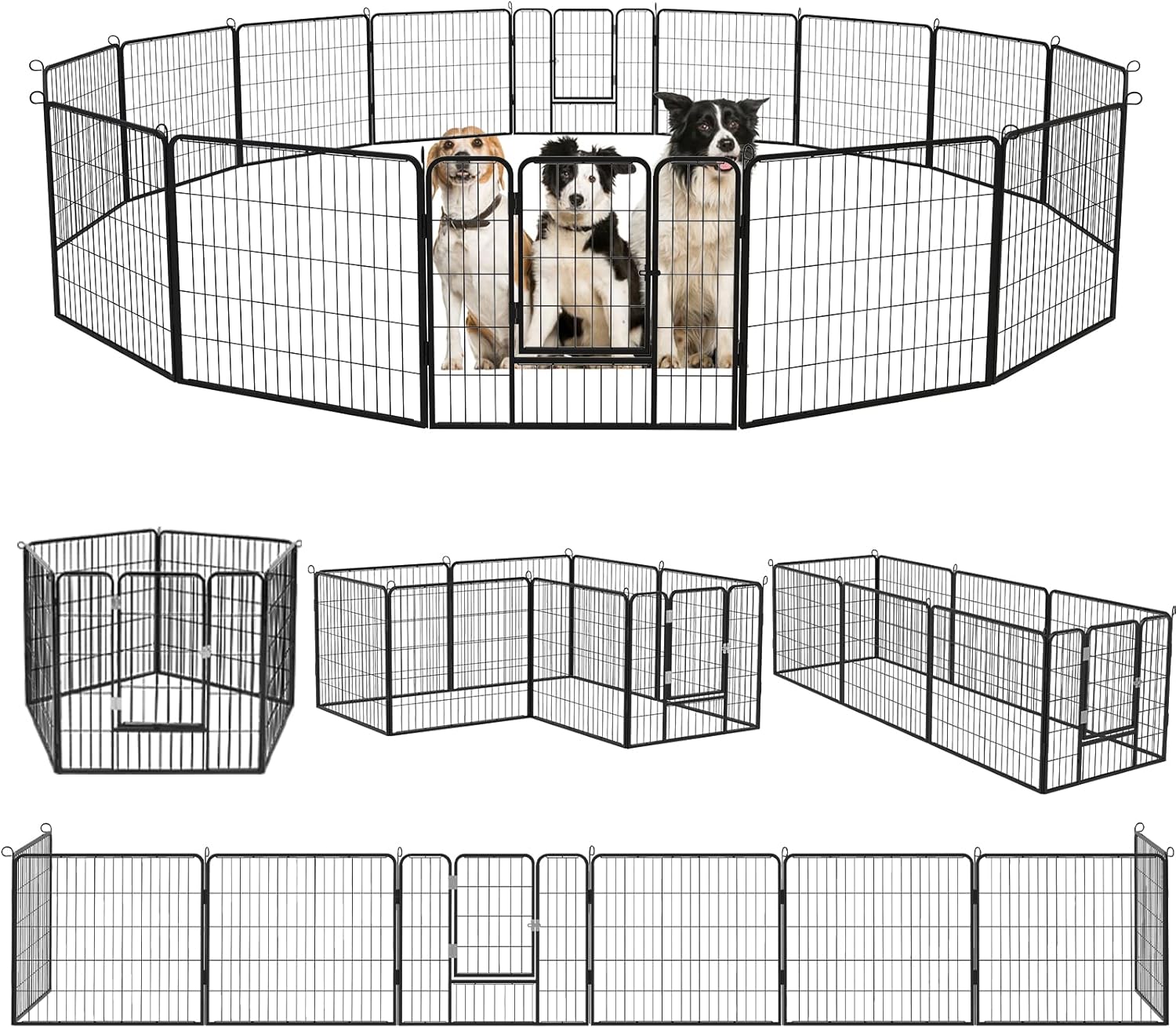 Heavy Duty Metal Dog Playpen for Outdoor Use - 8/16 Panels