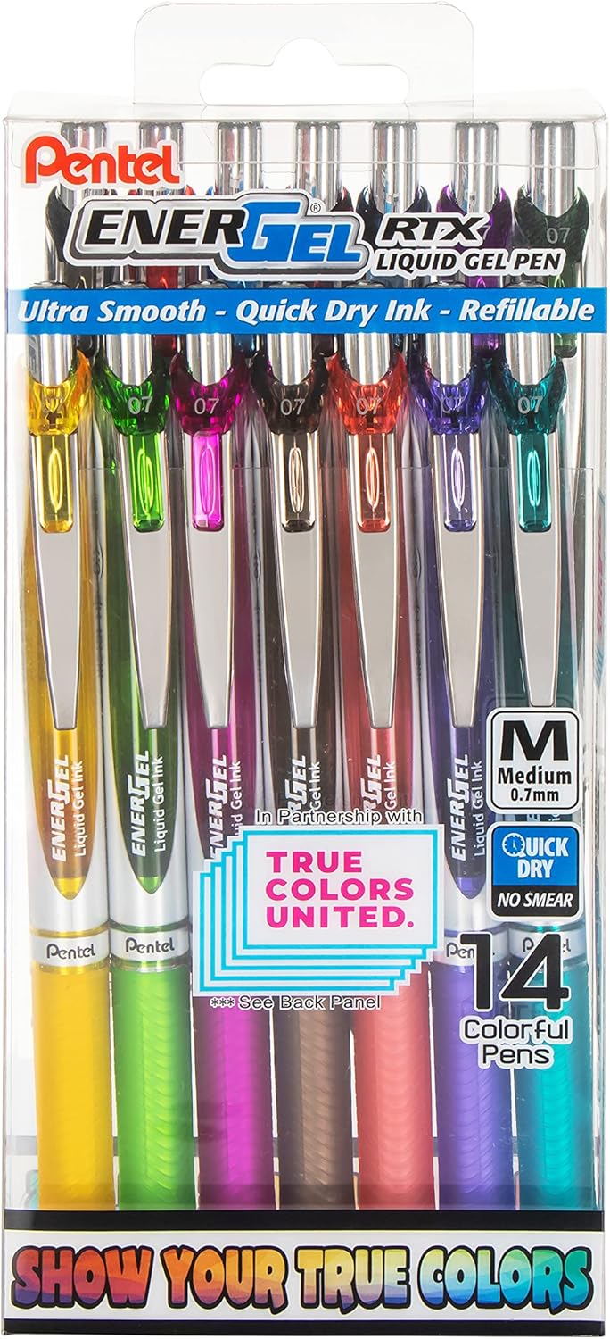 Pentel EnerGel RTX True Colors 14-Pack - Vibrant Ink!
