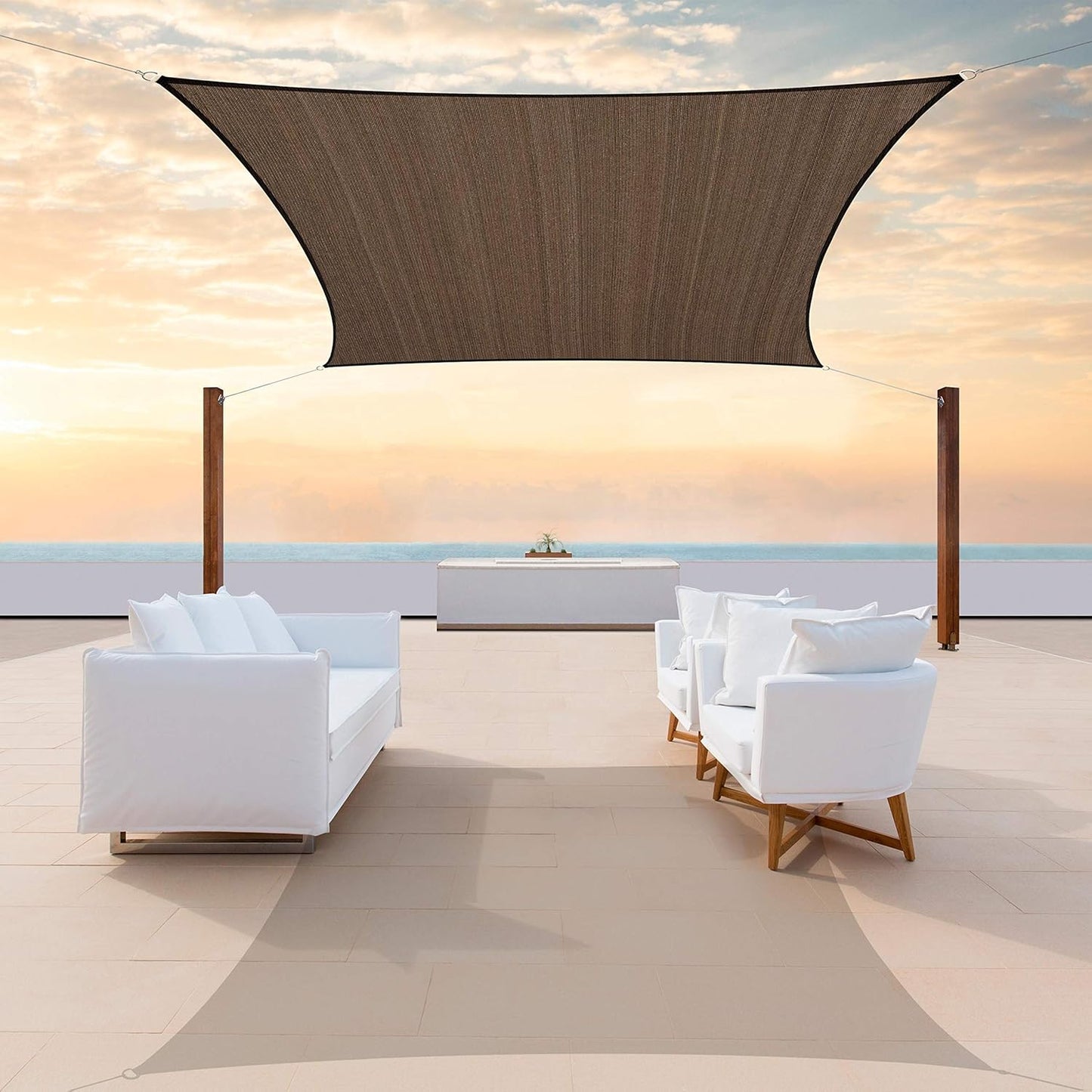 Custom Size 7ft x 19ft Brown Sun Shade Sail Canopy for UV Block