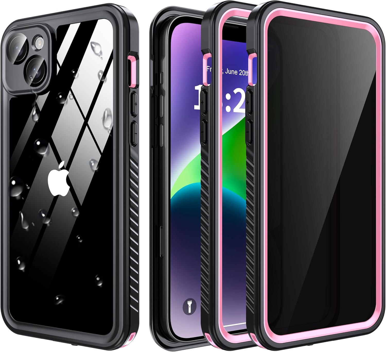 iPhone 14 Plus Case Waterproof with Privacy Screen Protector