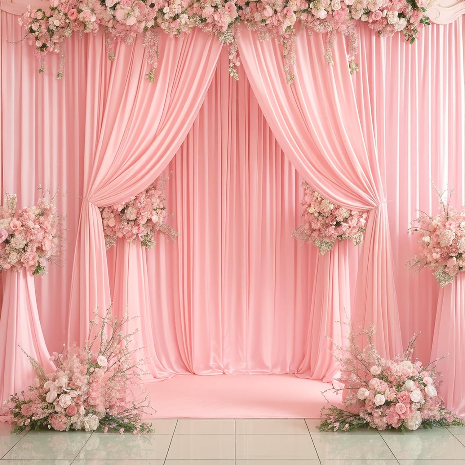 20ft x 15ft Blush Pink Backdrop Curtains for Stunning Events