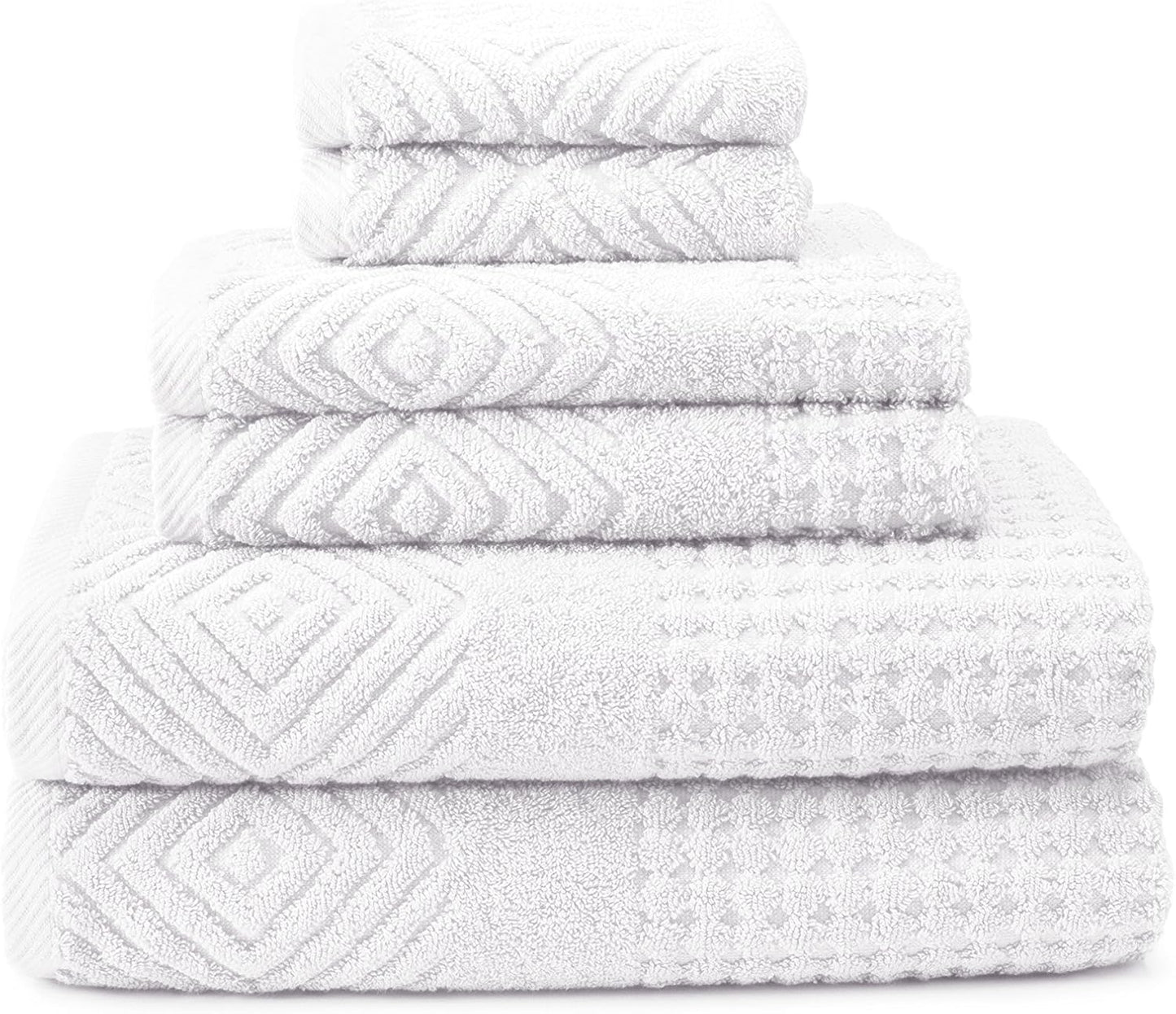 Luxurious 100% Organic Cotton Diamond Jacquard Bath Towel Set