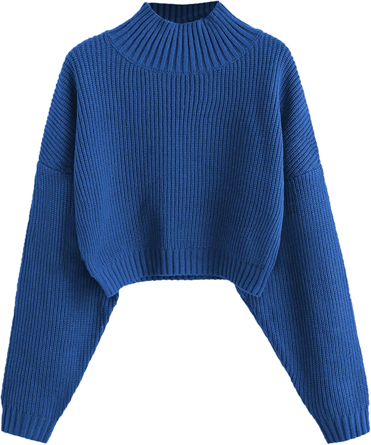 Cropped Turtleneck Sweater for Women - Stylish Lantern Sleeve Knit