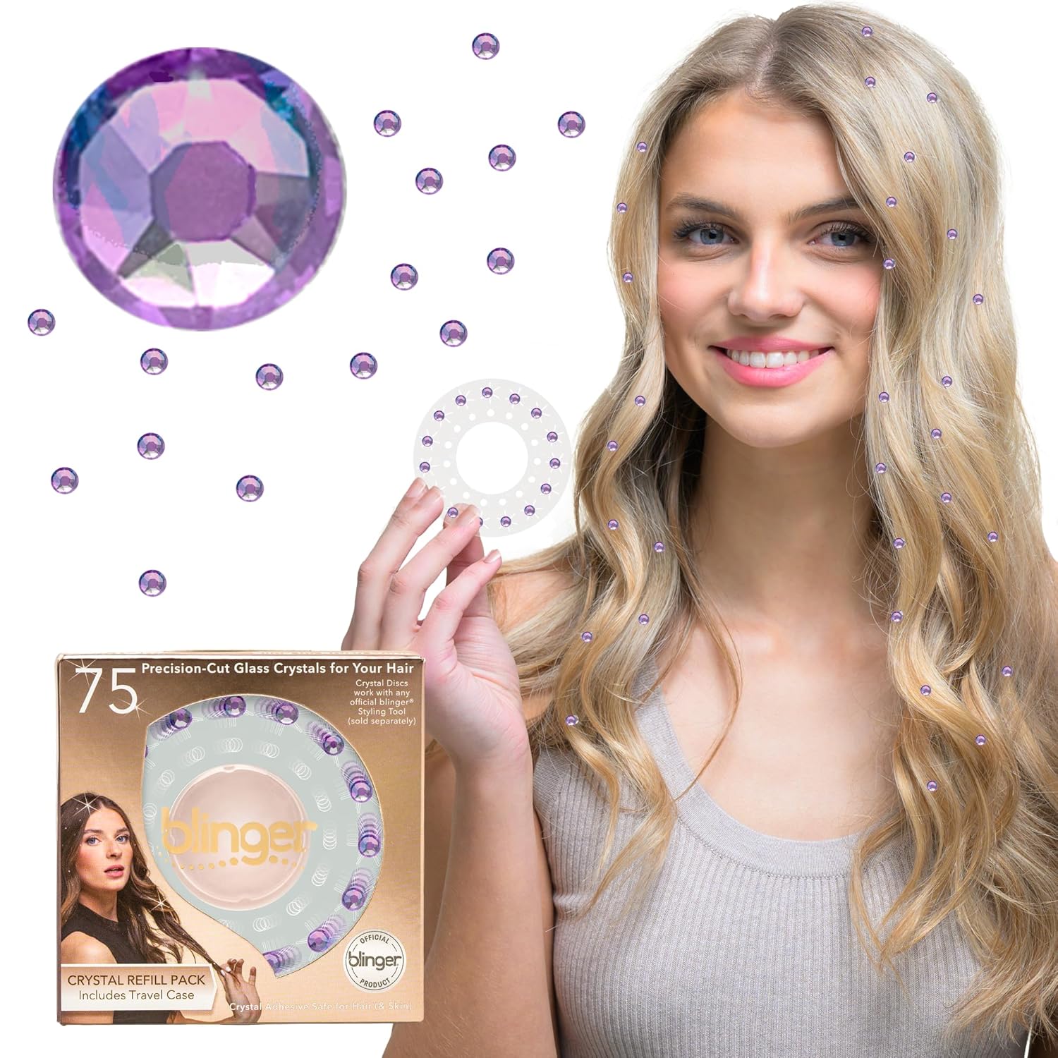 75 Fairy Lavender Crystal Gems | Blinger Refill