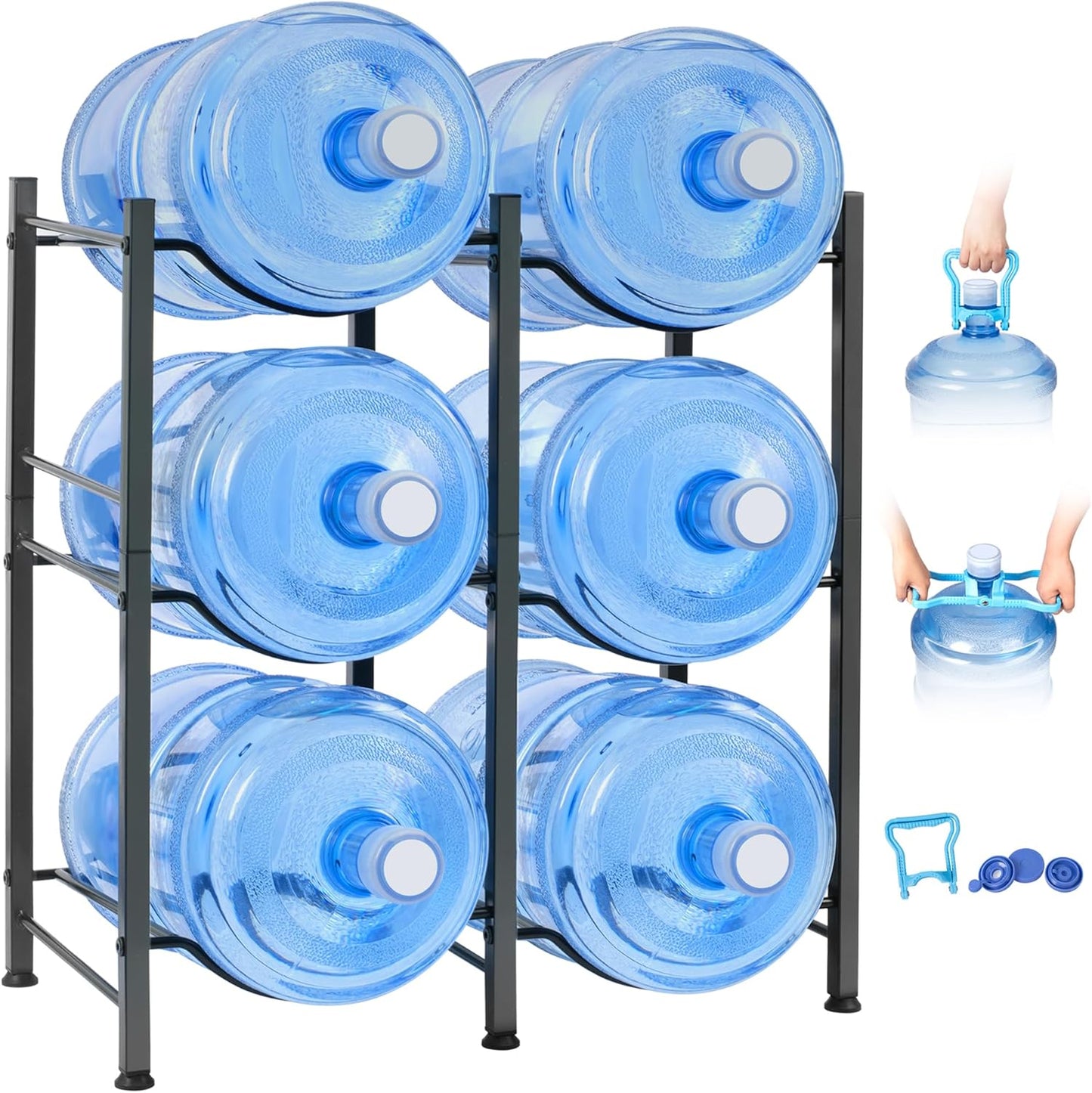 Klvied 5 Gallon Water Jug Holder - Heavy Duty 3 Tier Rack