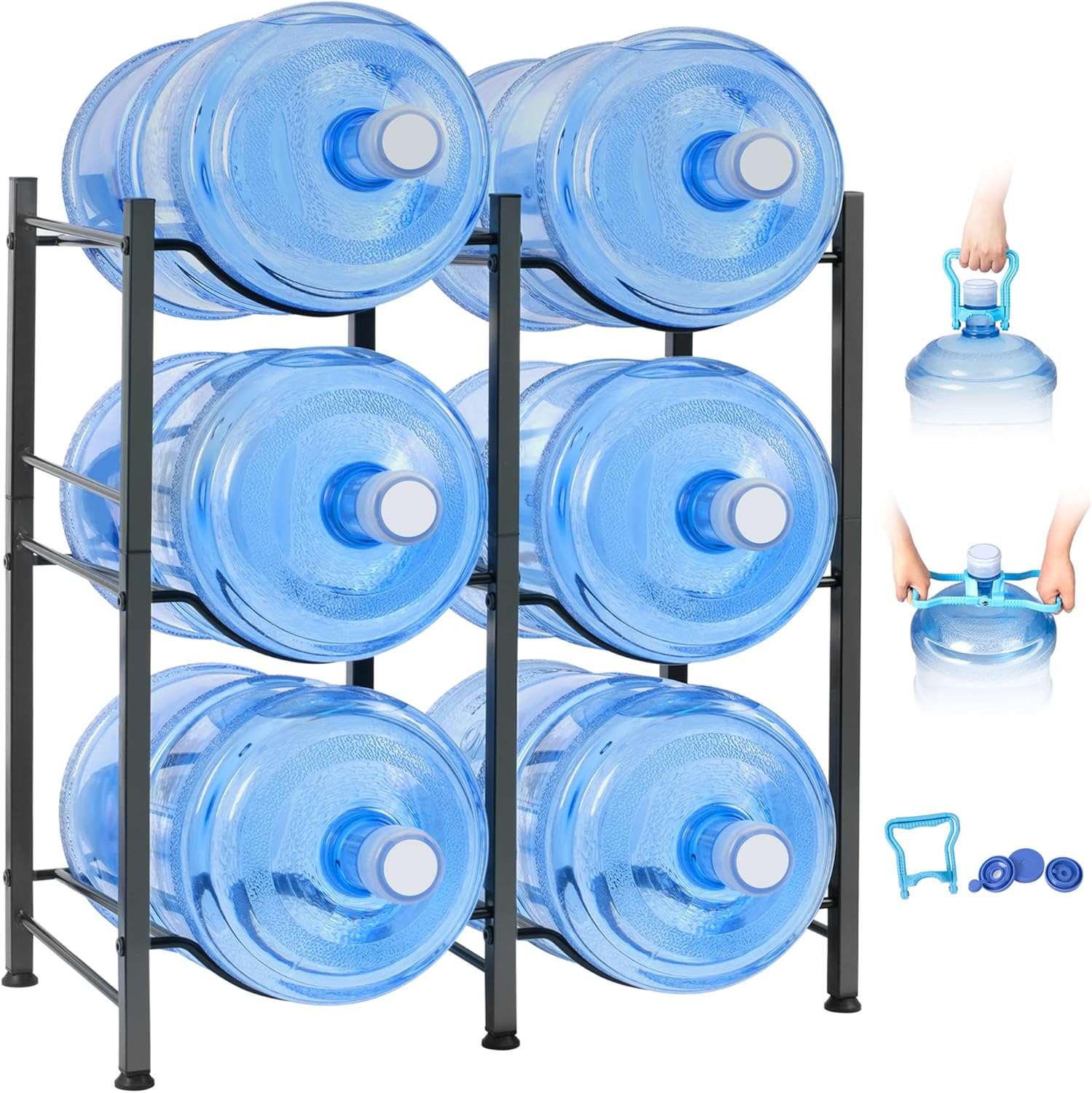 Klvied 5 Gallon Water Jug Holder - Heavy Duty 3 Tier Rack