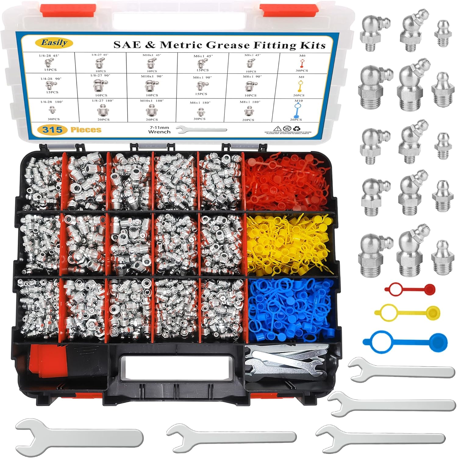 315 PCS Grease Fittings Assortment for Easy Maintenance Tasks