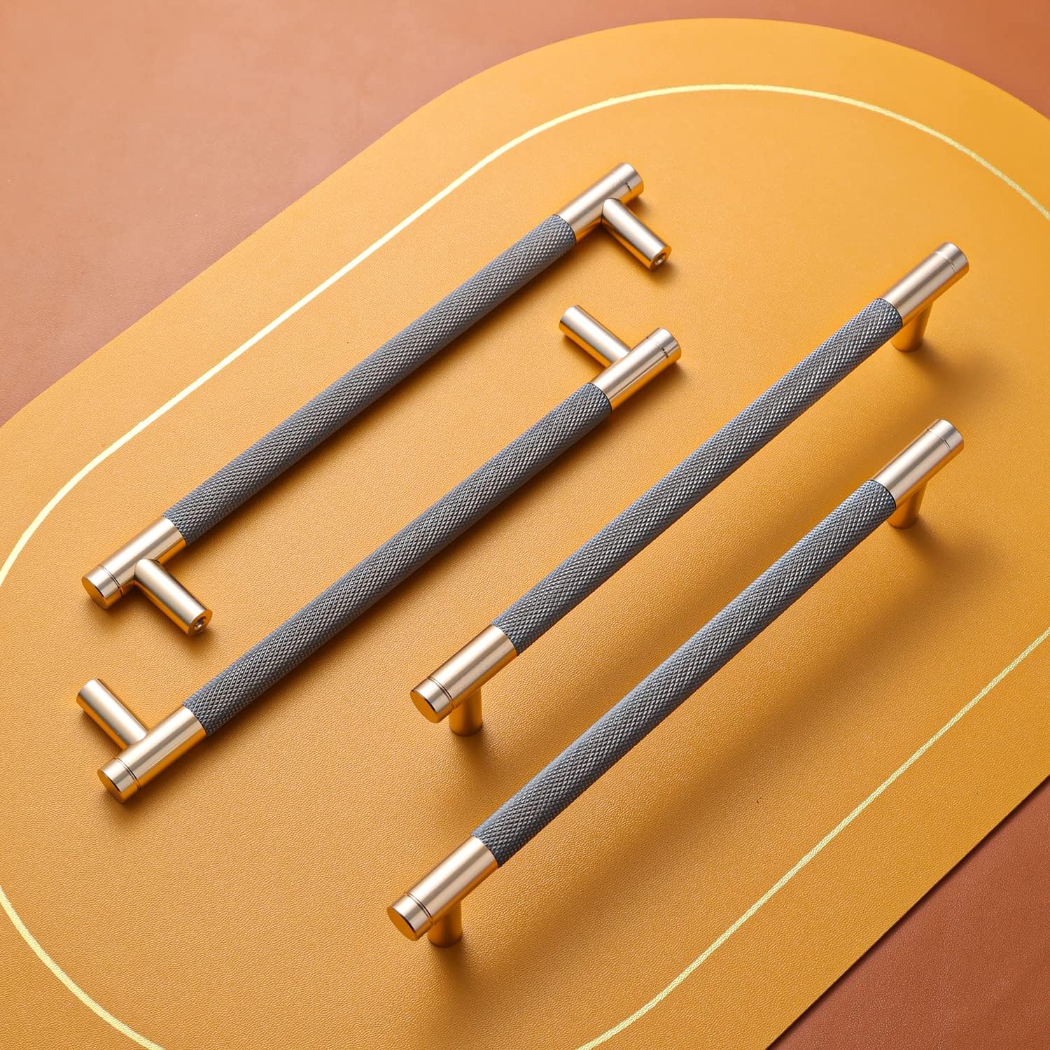 12 Pack 7 1/2 Inch Gold and Grey Cabinet Pulls for Modern Homes