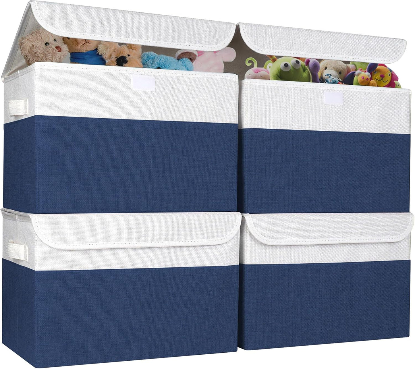 Large 22 Quart Foldable Storage Bin Cube Organizer with Lids