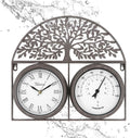 17in Large Outdoor Clock with Thermometer - Waterproof Garden Clock