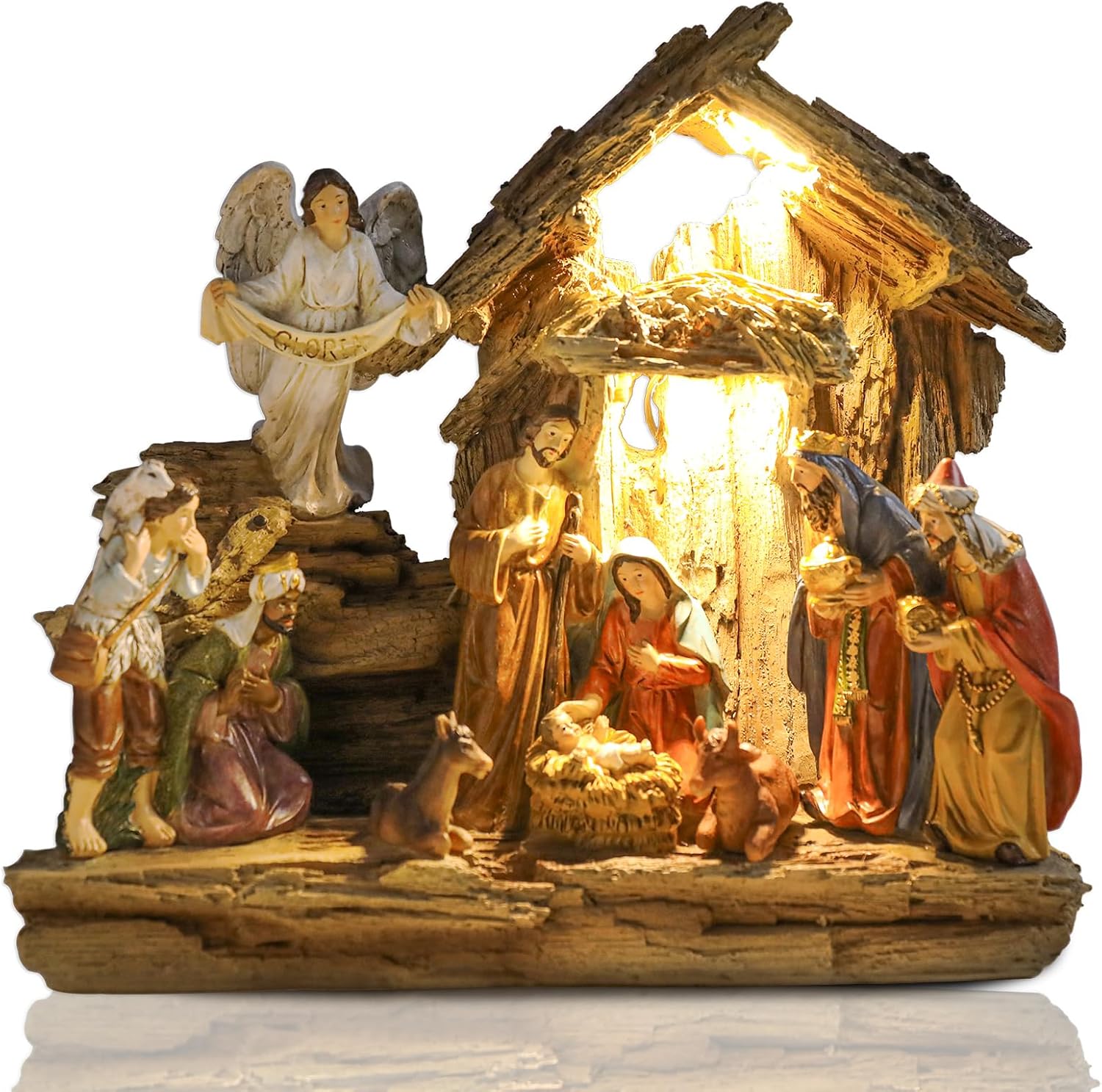 Bshine Christmas Manger Nativity Set for Holiday Decor