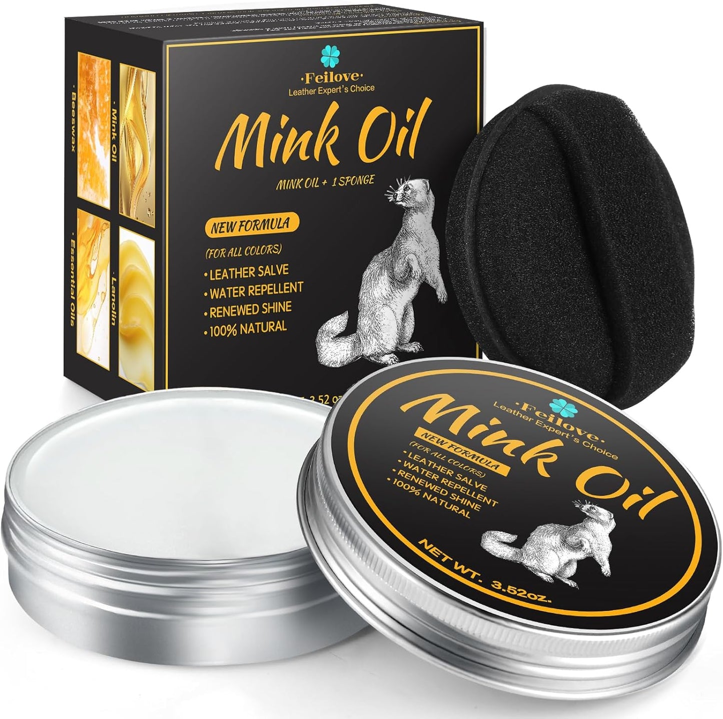 Premium Mink Oil: Softens Leather, Waterproof, Restore - 3.52oz