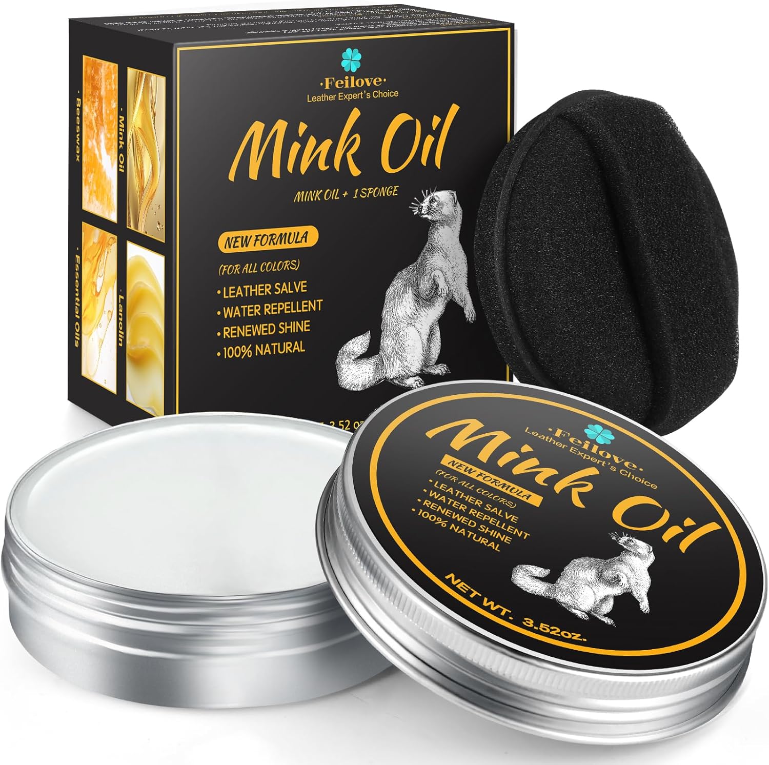 Premium Mink Oil: Softens Leather, Waterproof, Restore - 3.52oz