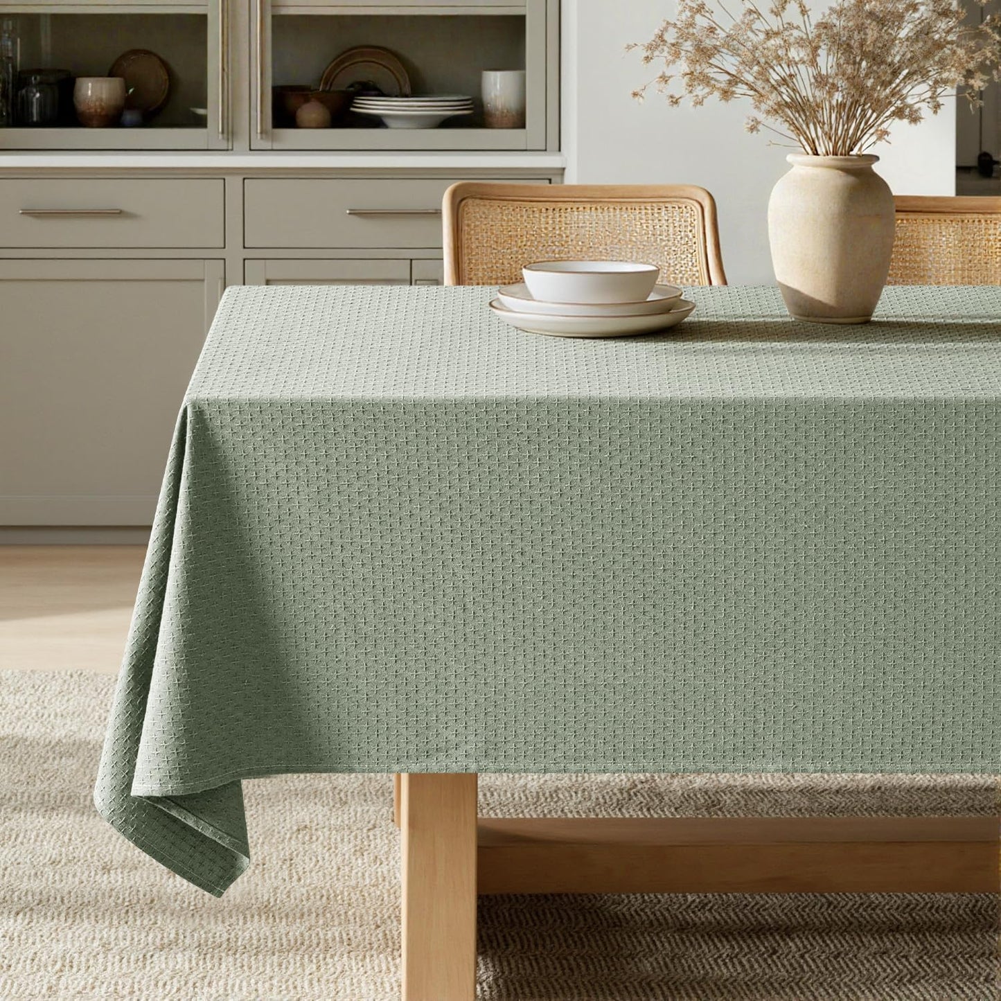 MIULEE Sage Green Linen Cotton Table Cloth for Elegant Dining