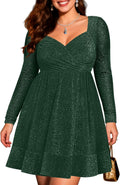 Plus Size Cocktail Dress Sparkly Wrap V Neck Short